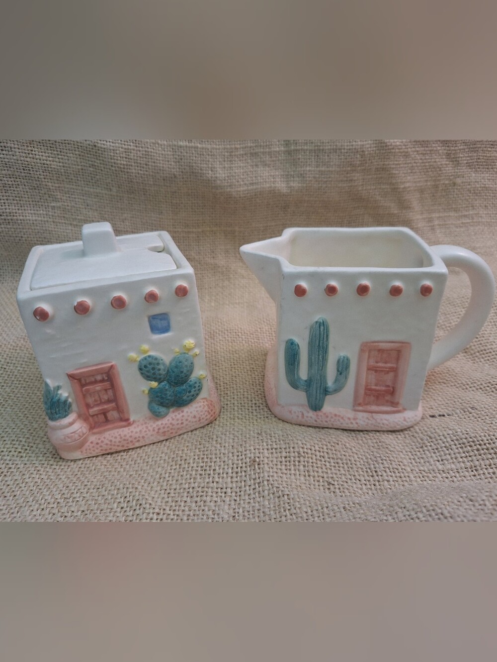 Vintage 80's Otagiri Cream And Sugar Set, Adobo, Southwest